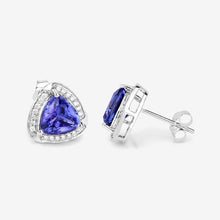 Load image into Gallery viewer, 3.70 Carat Genuine Tanzanite and White Diamond 14K White Gold Earrings