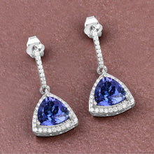 Load image into Gallery viewer, 3.86 Carat Genuine Tanzanite and White Diamond 14K White Gold Earrings