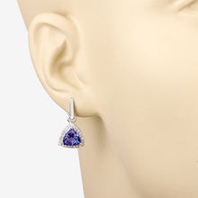 Load image into Gallery viewer, 3.86 Carat Genuine Tanzanite and White Diamond 14K White Gold Earrings