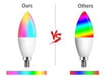Load image into Gallery viewer, E14 LED Bulb Candle Color Indoor Neon Sign Light Bulb RGB Tape With Controller Lighting 220V E12 Dimmable Smart Lamp For Home Smart WiFi Candelabra Light Bulb, C37 Shape RGB+C+W LED Candle Light Bulb, 5W 400LM (2700k-6500k) Candelabra Bulb