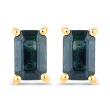 Load image into Gallery viewer, 0.80 Carat Genuine Blue Sapphire 14K Yellow Gold Earrings