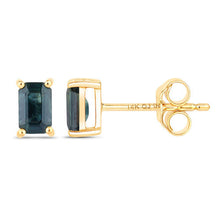 Load image into Gallery viewer, 0.80 Carat Genuine Blue Sapphire 14K Yellow Gold Earrings