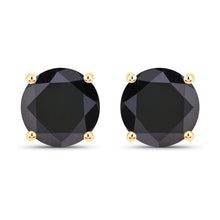 Load image into Gallery viewer, 4.30 Carat Genuine Black Diamond 14K Yellow Gold Earrings