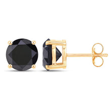 Load image into Gallery viewer, 4.30 Carat Genuine Black Diamond 14K Yellow Gold Earrings