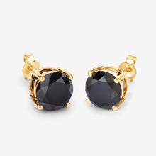 Load image into Gallery viewer, 4.30 Carat Genuine Black Diamond 14K Yellow Gold Earrings