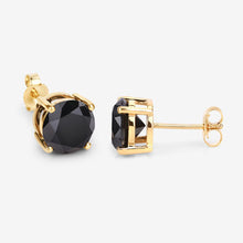 Load image into Gallery viewer, 4.12 Carat Genuine Black Diamond 14K Yellow Gold Earrings