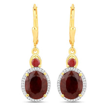 Load image into Gallery viewer, 6.98 Carat Dyed Ruby and White Diamond .925 Sterling Silver Earrings