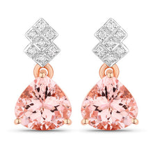 Load image into Gallery viewer, 3.31 Carat Genuine Morganite and White Diamond 14K Rose Gold Earrings