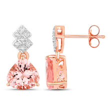 Load image into Gallery viewer, 3.31 Carat Genuine Morganite and White Diamond 14K Rose Gold Earrings