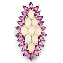 Load image into Gallery viewer, 8.37 Carat Genuine Opal & Rhodolite .925 Sterling Silver Ring