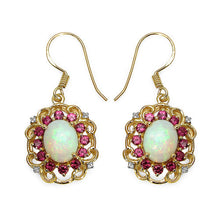 Load image into Gallery viewer, 14K Yellow Gold Plated 4.94 Carat Genuine Multi Stones .925 Sterling Silver Earrings