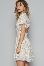 Load image into Gallery viewer, New Summer Cutout Back Frill Floral V-Neck Short Sleeve Mini Dress For Women Fluttering, Chic, Feminine, and Playful Dress with Floral Print and Back Cutout for a Flirty and Elegant Look