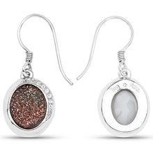 Load image into Gallery viewer, 4.72 Carat Genuine Copper Bloom Drusy and White Topaz .925 Sterling Silver Earrings