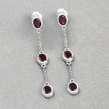 Load image into Gallery viewer, 2.70 Carat Genuine Garnet .925 Sterling Silver Earrings