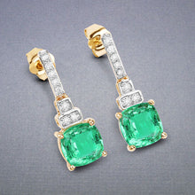 Load image into Gallery viewer, 2.72 Carat Genuine Ethiopian Emerald and White Diamond 14K Yellow Gold Earrings