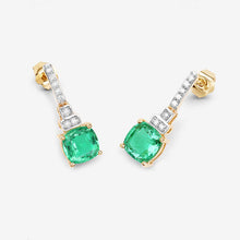 Load image into Gallery viewer, 2.72 Carat Genuine Ethiopian Emerald and White Diamond 14K Yellow Gold Earrings