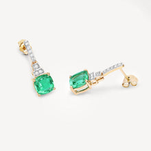 Load image into Gallery viewer, 2.72 Carat Genuine Ethiopian Emerald and White Diamond 14K Yellow Gold Earrings