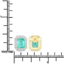 Load image into Gallery viewer, 2.99 Carat Genuine Ethiopian Emerald and White Diamond 14K Yellow Gold Earrings