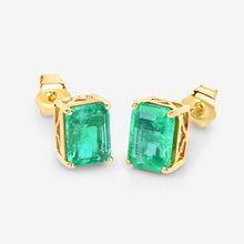 Load image into Gallery viewer, 2.75 Carat Genuine Ethiopian Emerald 14K Yellow Gold Earrings