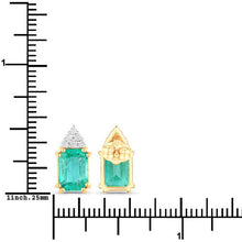 Load image into Gallery viewer, 2.87 Carat Genuine Ethiopian Emerald and White Diamond 14K Yellow Gold Earrings