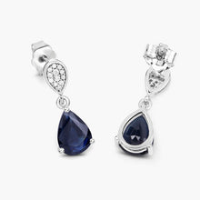 Load image into Gallery viewer, 2.76 Carat Genuine Blue Sapphire and White Diamond 10K White Gold Earrings