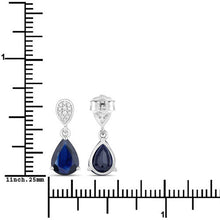 Load image into Gallery viewer, 2.76 Carat Genuine Blue Sapphire and White Diamond 10K White Gold Earrings