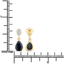 Load image into Gallery viewer, 2.76 Carat Genuine Blue Sapphire and White Diamond 10K Yellow Gold Earrings