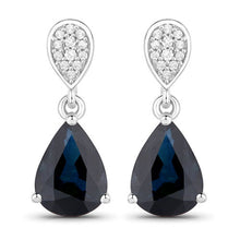 Load image into Gallery viewer, 2.76 Carat Genuine Blue Sapphire and White Diamond 14K White Gold Earrings