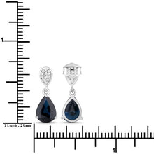 Load image into Gallery viewer, 2.76 Carat Genuine Blue Sapphire and White Diamond 14K White Gold Earrings