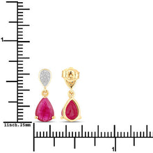 Load image into Gallery viewer, 2.46 Carat Genuine Ruby and White Diamond 10K Yellow Gold Earrings