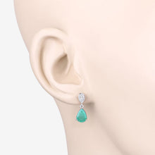 Load image into Gallery viewer, 2.28 Carat Genuine Zambian Emerald and White Diamond 10K White Gold Earrings