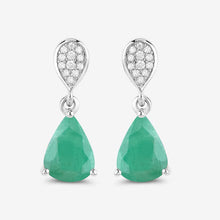 Load image into Gallery viewer, 2.28 Carat Genuine Zambian Emerald and White Diamond 10K White Gold Earrings
