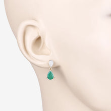 Load image into Gallery viewer, 2.28 Carat Genuine Zambian Emerald and White Diamond 10K Yellow Gold Earrings