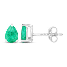 Load image into Gallery viewer, 0.70 Carat Genuine Zambian Emerald 14K White Gold Earrings