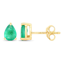 Load image into Gallery viewer, 0.70 Carat Genuine Zambian Emerald 14K Yellow Gold Earrings