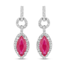 Load image into Gallery viewer, 1.23 Carat Genuine Ruby and White Diamond 14K White Gold Earrings