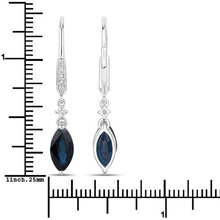 Load image into Gallery viewer, 2.73 Carat Genuine Blue Sapphire and White Diamond 14K White Gold Earrings