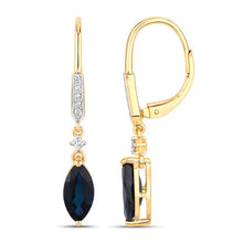 Load image into Gallery viewer, 2.73 Carat Genuine Blue Sapphire and White Diamond 14K Yellow Gold Earrings