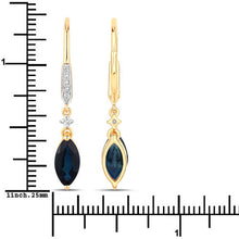 Load image into Gallery viewer, 2.73 Carat Genuine Blue Sapphire and White Diamond 14K Yellow Gold Earrings