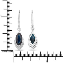 Load image into Gallery viewer, 2.79 Carat Genuine Blue Sapphire and White Diamond 14K White Gold Earrings