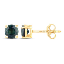 Load image into Gallery viewer, 1.30 Carat Genuine Blue Sapphire 14K Yellow Gold Earrings