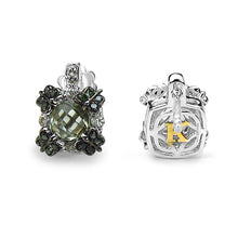 Load image into Gallery viewer, 2.91 Carat Genuine Green Amethyst, White Sapphire & Green Diamond .925 Sterling Silver Earrings