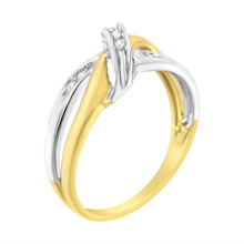 Load image into Gallery viewer, 10K Yellow and White Gold 1/20 Cttw Round-Cut Diamond Bypass Ring (I2 Color, I-J Clarity)