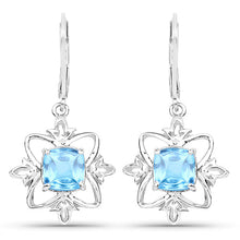 Load image into Gallery viewer, 5.30 Carat Genuine Swiss Blue Topaz .925 Sterling Silver Earrings