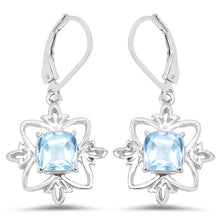 Load image into Gallery viewer, 5.30 Carat Genuine Swiss Blue Topaz .925 Sterling Silver Earrings