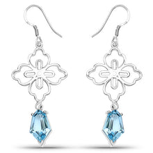Load image into Gallery viewer, 12.14 Carat Genuine Swiss Blue Topaz .925 Sterling Silver Earrings