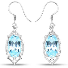 Load image into Gallery viewer, 13.68 Carat Genuine Blue Topaz .925 Sterling Silver Earrings