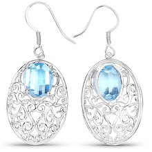 Load image into Gallery viewer, 10.72 Carat Genuine Blue Topaz .925 Sterling Silver Earrings