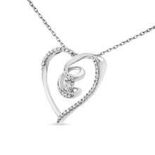 Load image into Gallery viewer, .925 Sterling Silver 1/4 Cttw Brilliant-Cut Diamond Open Heart Twisted Awareness Ribbon 18" Pendant Necklace (H-I Color, I1-I2 Clarity)