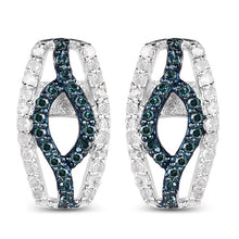 Load image into Gallery viewer, 0.42 Carat Genuine Blue Diamond & White Diamond .925 Sterling Silver Earrings